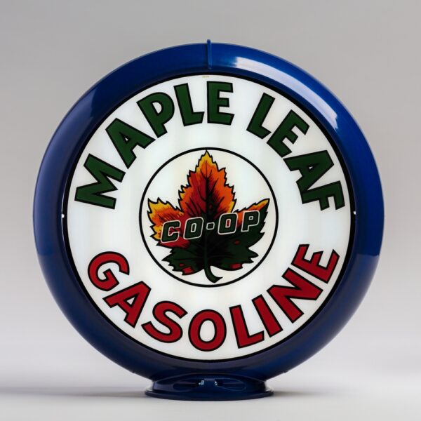 Maple Leaf Gasoline 13.5" Gas Pump Globe with dark blue plastic body