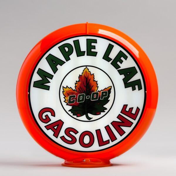 Maple Leaf Gasoline 13.5" Gas Pump Globe with orange plastic body