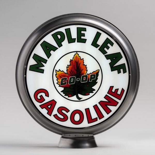 Maple Leaf Gasoline 13.5" Gas Pump Globe with unpainted steel body