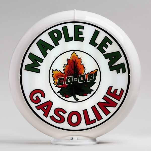 Maple Leaf Gasoline 13.5" Gas Pump Globe with white plastic body