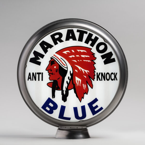 Marathon Blue 15" Gas Pump Globe in unpainted steel body