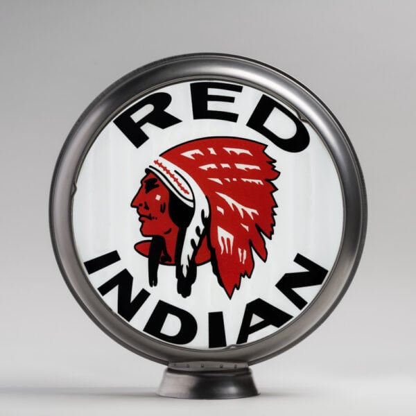 Red Indian 15" Gas Pump Globe with unpainted steel body