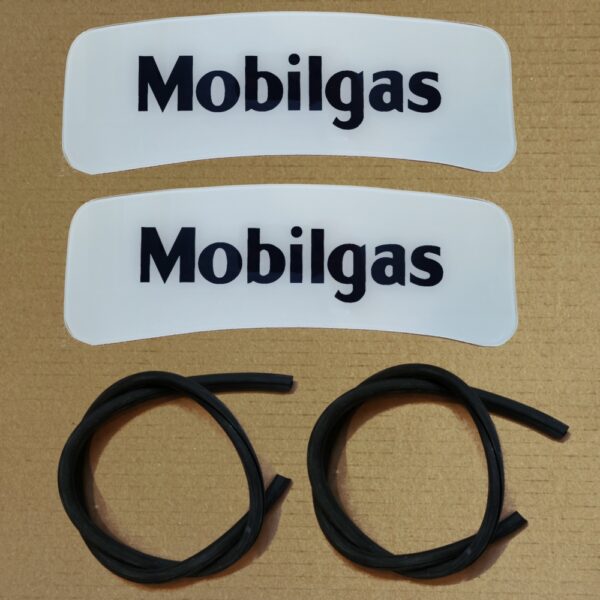 M/S 80 or Wayne 90 crescent shaped Mobilgas ad glass pair with set of rubber
