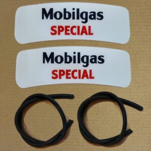 M/S 80 or Wayne 90 crescent shaped Mobilgas Special ad glass pair with set of rubber