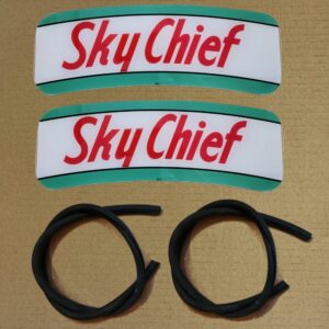 M/S 80 or Wayne 90 crescent shaped Texaco Sky Chief ad glass pair with set of rubber