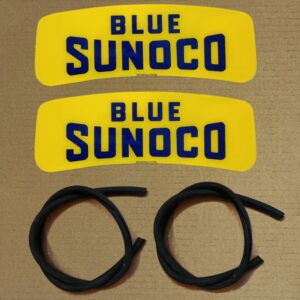 M/S 80 or Wayne 90 crescent shaped Blue Sunoco ad glass pair with set of rubber