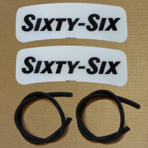 M/S 80 or Wayne 90 crescent shaped Phillips 66 Sixty Six ad glass pair with set of rubber