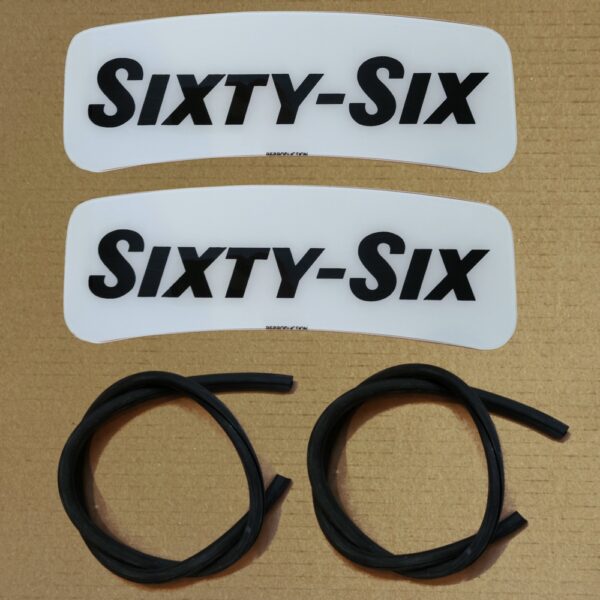 M/S 80 or Wayne 90 crescent shaped Phillips 66 Sixty Six ad glass pair with set of rubber