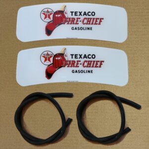 M/S 80 or Wayne 90 crescent shaped Texaco Fire Chief with Hat ad glass pair with set of rubber