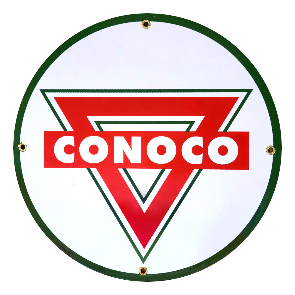 Conoco Triangle Porcelain Sign - 12" x 12"